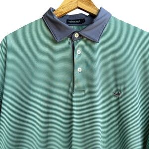 Southern Marsh Polo Shirt Green Gray Stripes Performance Stretch Golf Mens 2X